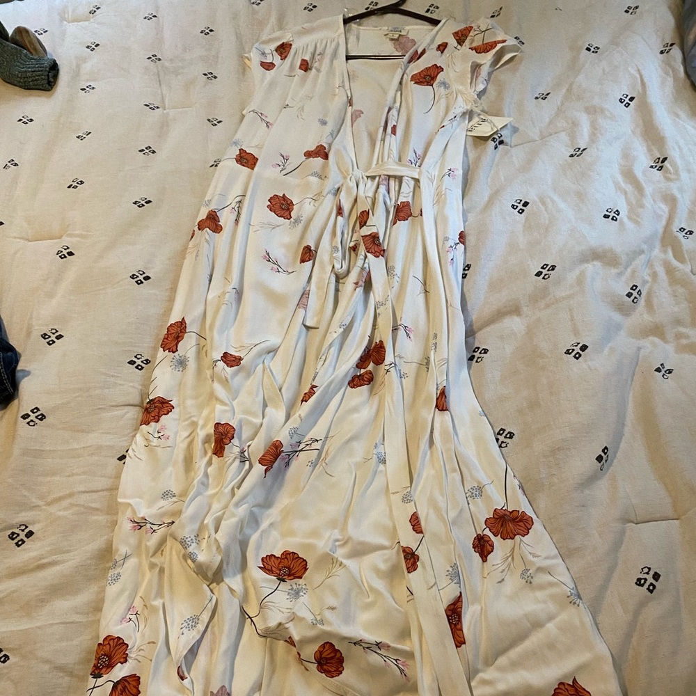 Floral Maxi Dress with Red Poppies